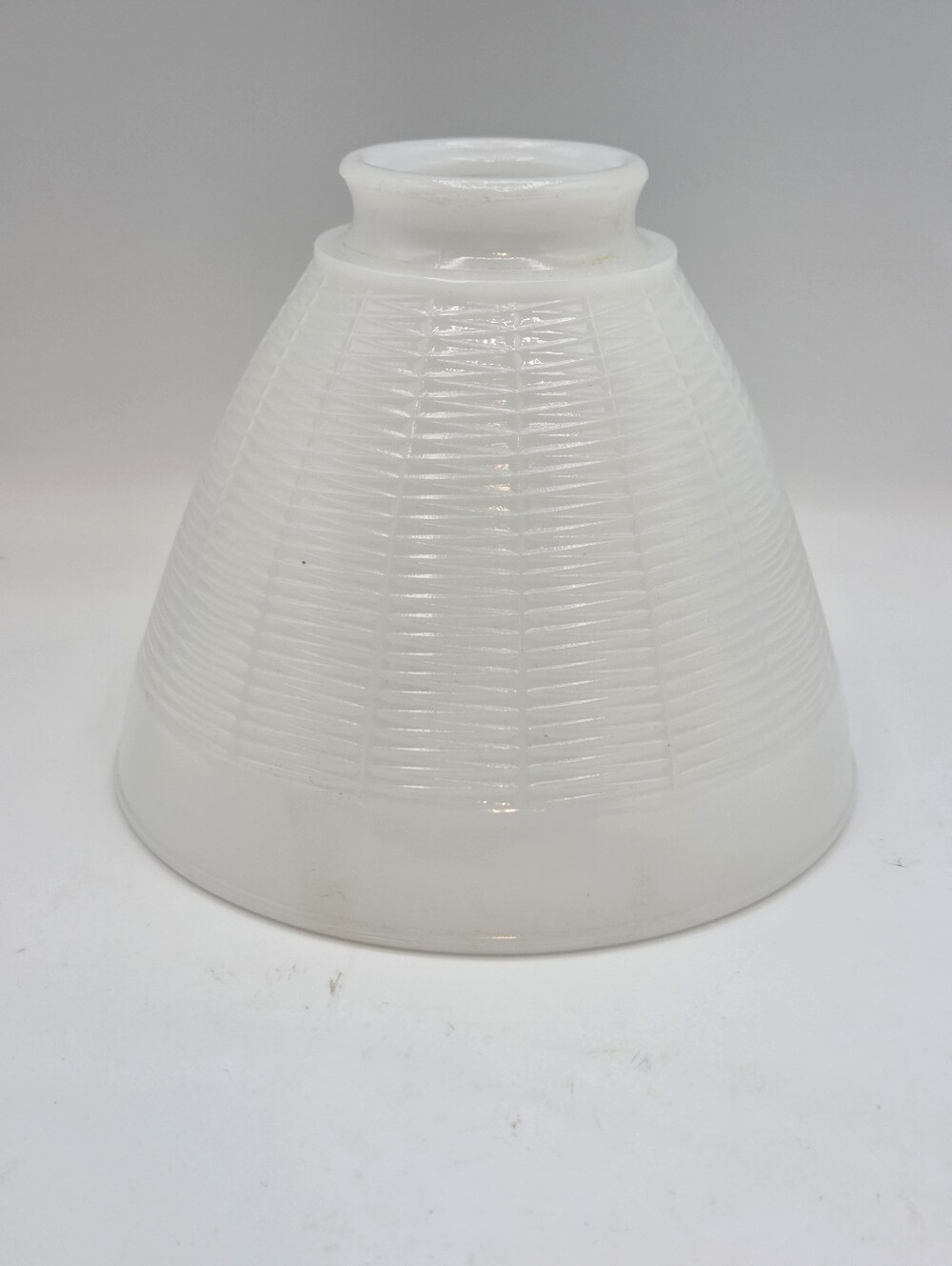 Vintage MCM Milkglass Waffle Basketweave Cone Shade